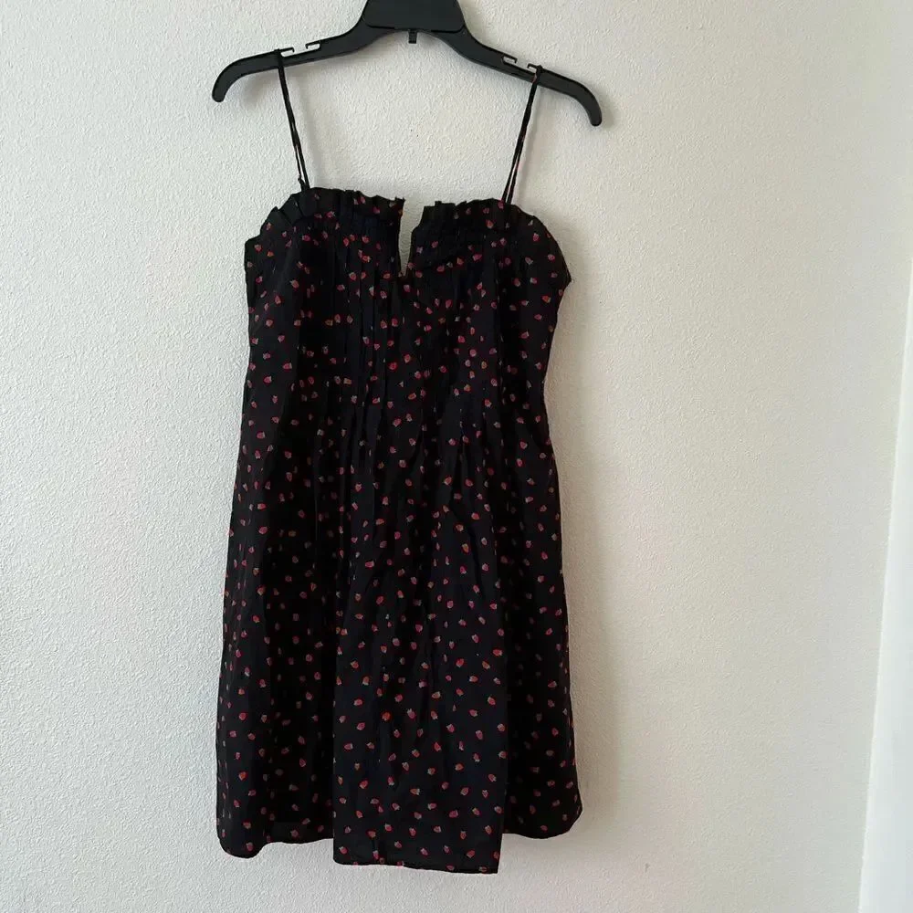 Madewell Pintuck Cami Dress in Fresh Strawberries sz 4